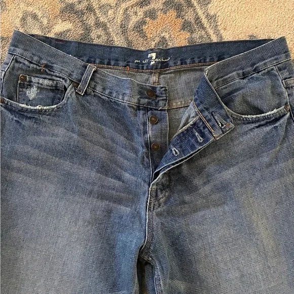 7 For All Mankind Button Fly 100% Cotton Jeans 38 x 33 - Picture 2 of 11